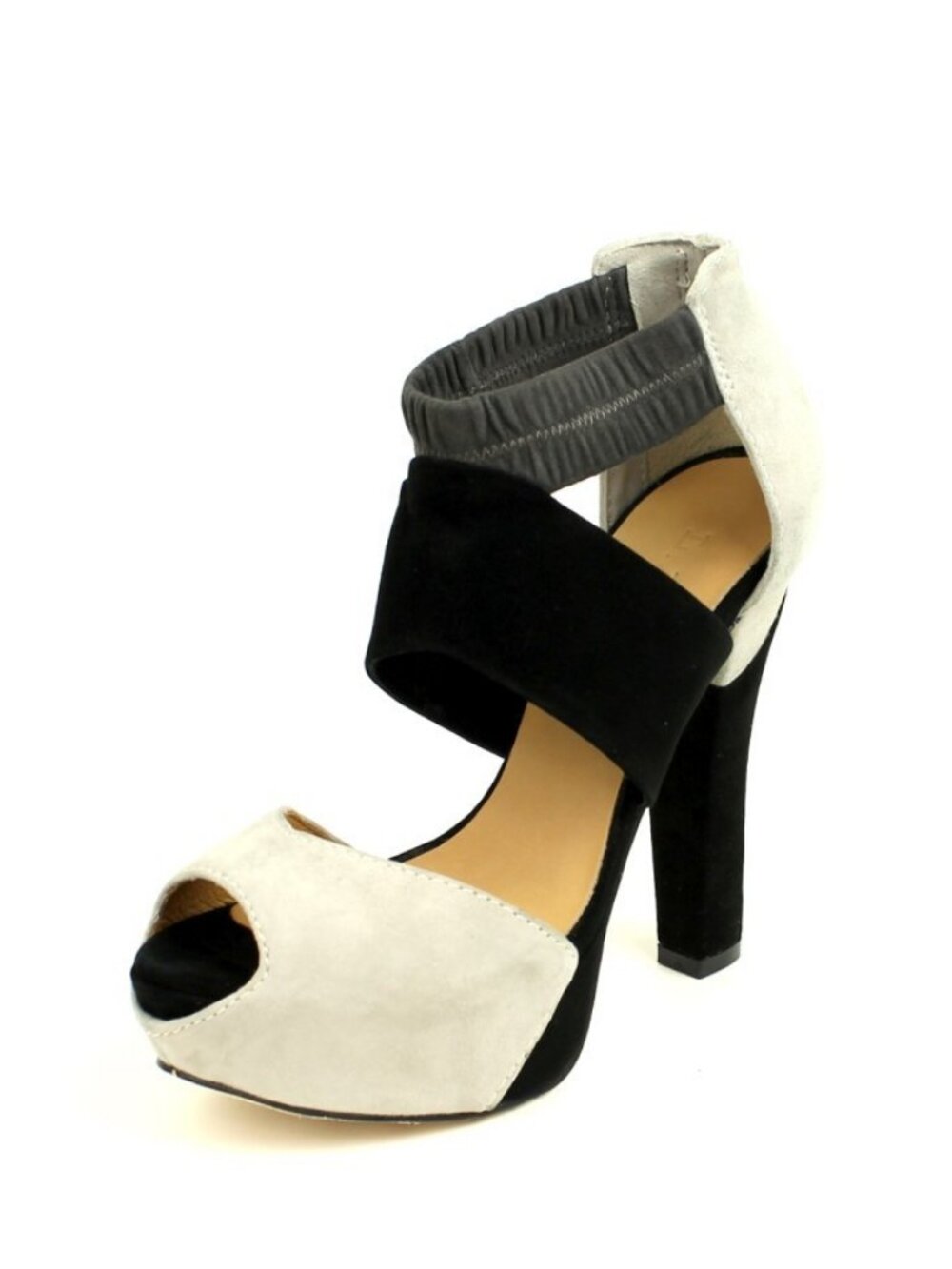 Gwen Stefani L.A.M.B. Norwood Black Cream Platform Sandal Heels